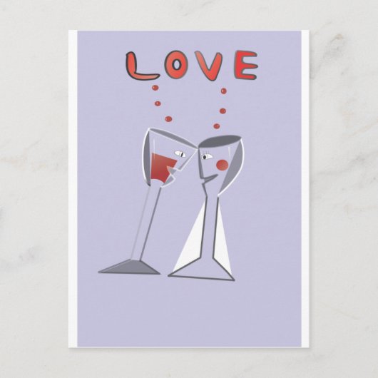 Liefde wijnglazen briefkaart (Voorkant)