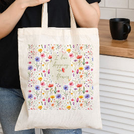 Liefde Winkelen en Bloemen Kleurrijke Wildflower Tote Bag