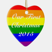 Liefde Wins en Eerste Kerstmis Keramisch Ornament (Rechts)