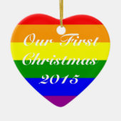 Liefde Wins en Eerste Kerstmis Keramisch Ornament (Voorkant)