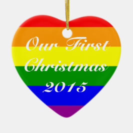 Liefde Wins en Eerste Kerstmis Keramisch Ornament