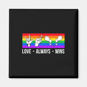 Liefde wint altijd Asl dove bewustwording Gay Prid Magneet