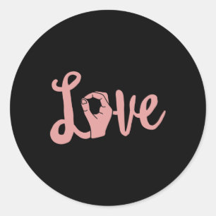 Liefde wint altijd ASL-leraar doof bewustzijn Ronde Sticker