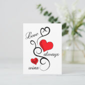 Liefde wint altijd briefkaart (Staand voorkant)