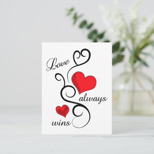 Liefde wint altijd briefkaart (Staand voorkant)