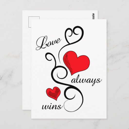 Liefde wint altijd briefkaart (Voorkant / Achterkant)