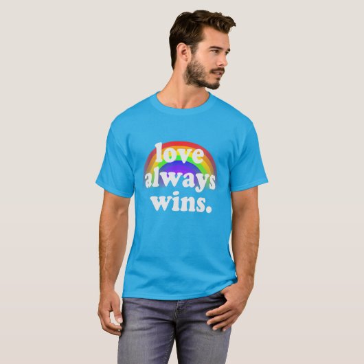 Liefde wint altijd Gay Pride Equality Rainbow T-shirt (Voorkant volledig)