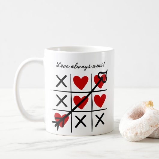 Liefde wint altijd koffie mok (Met donut)