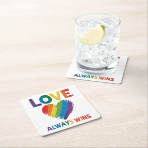 Liefde wint altijd LGBT Kartonnen Onderzetters