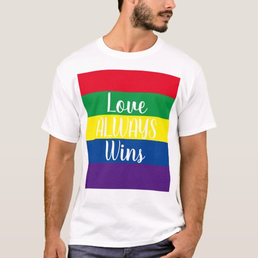 Liefde wint altijd regenboog t-shirt (Voorkant)