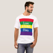 Liefde wint altijd regenboog t-shirt (Voorkant volledig)