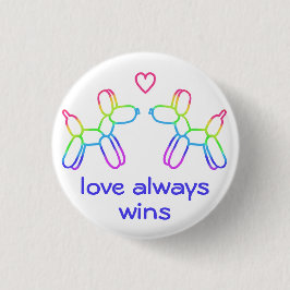 Liefde wint altijd regenboogballon Button Honden