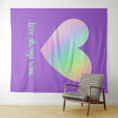"Liefde wint altijd" Regenbooghartslag Bosbouw Wandkleed (In Situ (horizontaal))