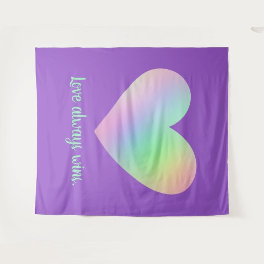 "Liefde wint altijd" Regenbooghartslag Bosbouw Wandkleed (Voorkant (horizontaal))