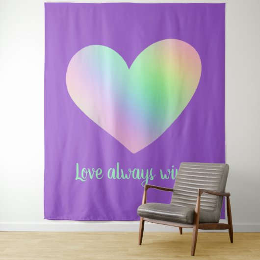 "Liefde wint altijd" Regenbooghartslag Bosbouw Wandkleed (In situ)
