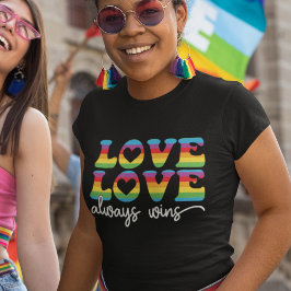 Liefde wint altijd retro lettertypen lgbtqia regen t-shirt