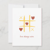 Liefde Wint Altijd Tic Tac Toe Valentijnsdag Notitiekaartje (Voorkant)