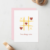 Liefde Wint Altijd Tic Tac Toe Valentijnsdag Notitiekaartje (Voorkant / Achterkant in situ)