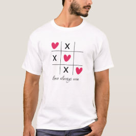 Liefde wint altijd Valentijnse  Tic tac toe T-shirt