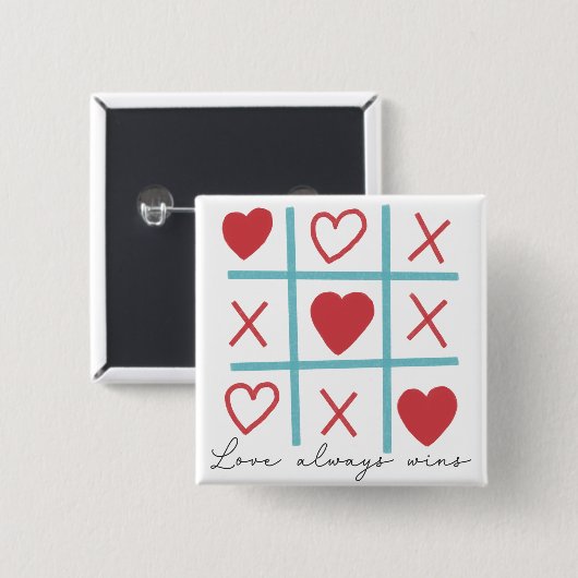 Liefde wint altijd vierkante button 5,1 cm (Voorkant /achterkant)