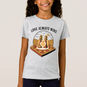 Liefde Wint Altijd: Vintage Schaak Koning en Konin T-shirt