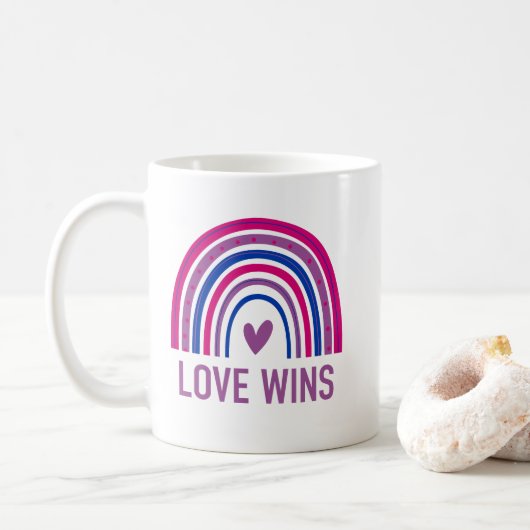 Liefde wint Biseksuele Regenboog Koffiemok (Met donut)