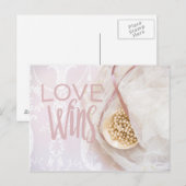 Liefde wint Bridal Lace en Pearls Wedding Briefkaart (Voorkant / Achterkant)