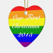 Liefde Wint en Eerste Kerstmis Keramisch Ornament (Links)