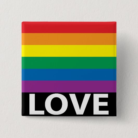 Liefde wint! Gay Pride Rainbow Love Button Pin (Voorkant)