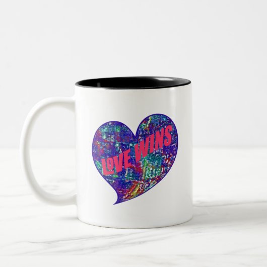 Liefde wint Heart Design Tweekleurige Koffiemok (Links)