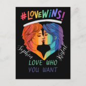 Liefde wint lesbische trots ,trots maand 2024 briefkaart (Voorkant)