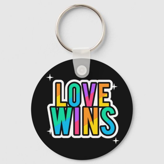 Liefde wint. LGBTQ+Pride. Regenboog. Sleutelhanger (Voorkant)