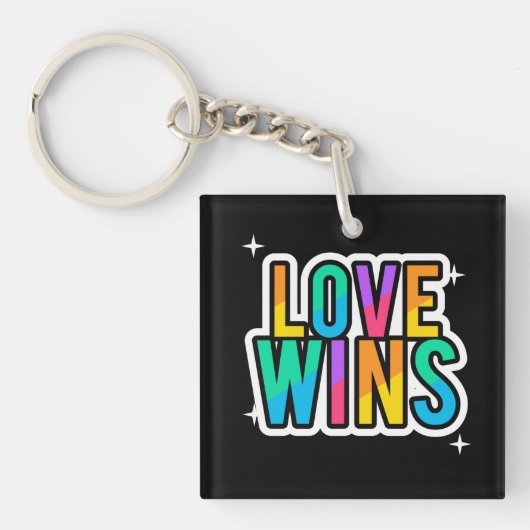 Liefde wint. LGBTQ+Pride. Regenboog. Sleutelhanger (voorkant)