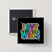Liefde wint. LGBTQ+Pride. Regenboog. Vierkante Button 5,1 Cm (Voorkant /achterkant)