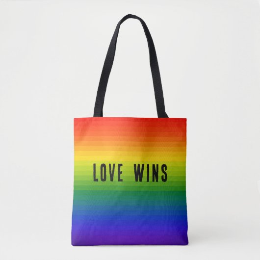 Liefde wint. Liefde is Liefde Rainbow Gradient Str Tote Bag (Voorkant)
