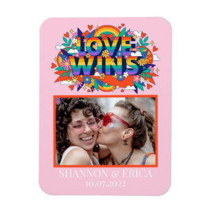 Liefde wint Pride LGBTQ Collage Rainbow-aankondigi Magneet