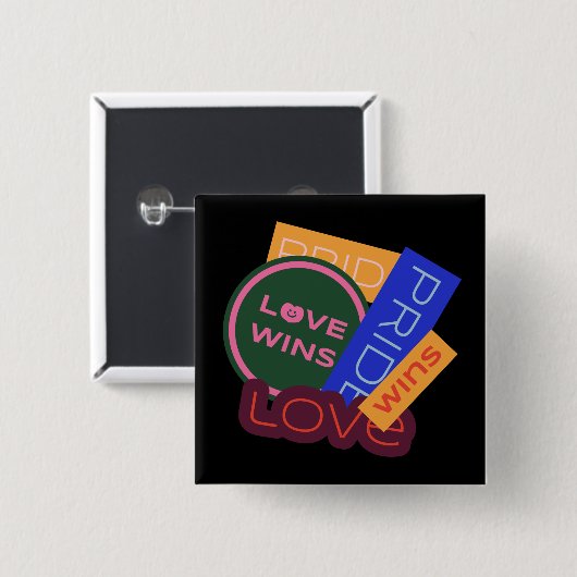 Liefde wint. Pride. Pride wint. LGBT+Pride-Button Vierkante Button 5,1 Cm (Voorkant /achterkant)