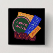 Liefde wint. Pride. Pride wint. LGBT+Pride-Button Vierkante Button 5,1 Cm (Voorkant)