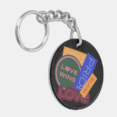 Liefde wint. Pride. Pride wint. LGBT+Pride Keychai Sleutelhanger (Voorkant Links)