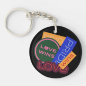 Liefde wint. Pride. Pride wint. LGBT+Pride Keychai Sleutelhanger (Voorkant)