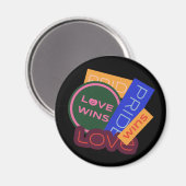 Liefde wint. Pride. Pride wint. LGBT+Pride Magneet (Voorkant / Achterkant)