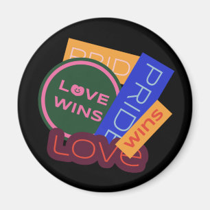 Liefde wint. Pride. Pride wint. LGBT+Pride Magneet