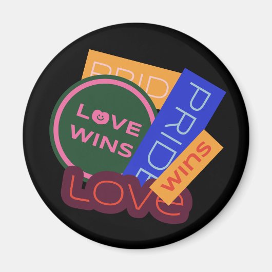 Liefde wint. Pride. Pride wint. LGBT+Pride Magneet (Voorkant)
