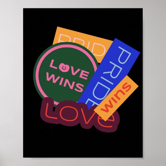 Liefde wint. Pride. Pride wint. LGBT+Pride Poster (Voorkant)