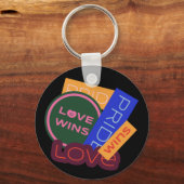 Liefde wint. Pride. Pride wint. LGBT+Pride Sleutelhanger (Voorkant)