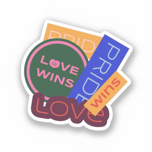 Liefde wint. Pride. Pride wint. LGBT+Pride Sticker (Voorkant)