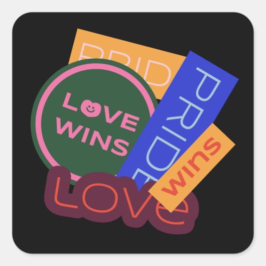 Liefde wint. Pride. Pride wint. LGBT+Pride Vierkante Sticker (Voorkant)