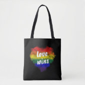 Liefde wint Pride Rainbow Heart Tote Bag (Voorkant)