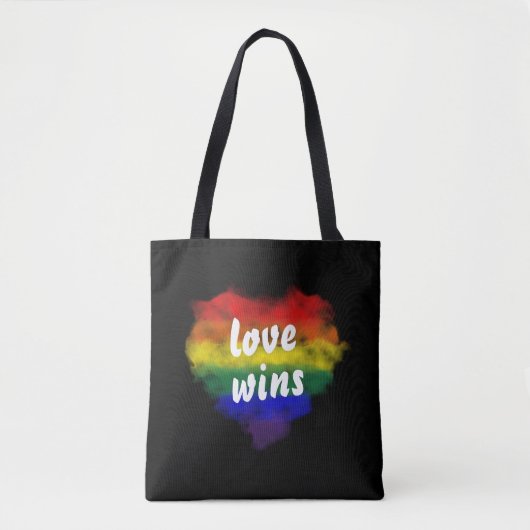 Liefde wint Pride Rainbow Heart Tote Bag (Voorkant)