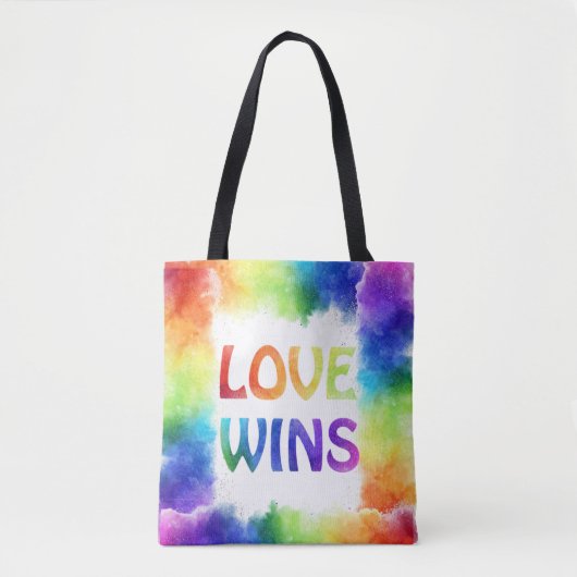Liefde Wint Pride Regenboog Voor en Terug Versierd Tote Bag (Voorkant)
